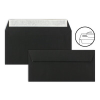 50 Brief-Umschläge DIN Lang - Schwarz - 110 g/m² - 11 x 22 cm - sehr formstabil - Haftklebung - Qualitätsmarke: FarbenFroh by GUSTAV NEUSER