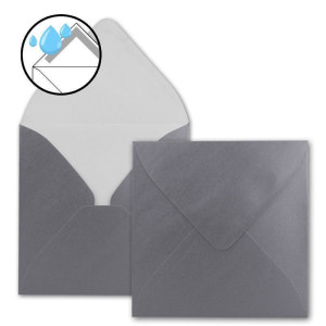25x Quadratische Briefumschläge in Silber Metallic - 15,5 x 15,5 cm - ohne Fenster, mit Nassklebung - 110 g/m² - Für Einladungskarten zu Hochzeit, Geburtstag und mehr - Serie FarbenFroh
