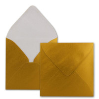 25x Quadratische Briefumschläge in Gold Metallic - 15,5 x 15,5 cm - ohne Fenster, mit Nassklebung - 110 g/m² - Für Einladungskarten zu Hochzeit, Geburtstag und mehr - Serie FarbenFroh