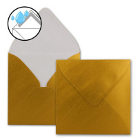 25x Quadratische Briefumschläge in Gold Metallic - 15,5 x 15,5 cm - ohne Fenster, mit Nassklebung - 110 g/m² - Für Einladungskarten zu Hochzeit, Geburtstag und mehr - Serie FarbenFroh
