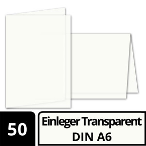 50x faltbares Einlege-Papier für A6 Faltkarten - transparent-weiß - 143 x 200 mm (100 x 143 mm gefaltet) -  hochwertig mattes Papier von GUSTAV NEUSER