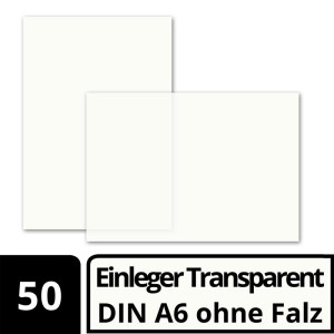 50x ungefalztes einfaches Einlege-Papier für DIN A6 Karten - transparent-weiß - 103 x 146 mm - ideal zum Bedrucken mit Tinte und Laser - hochwertig mattes Papier von GUSTAV NEUSER