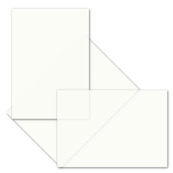50x ungefalztes einfaches Einlege-Papier für B6 Karten - transparent-weiß - 123 x 174 mm - hochwertiges durchsichtiges Papier ohne Falz - von GUSTAV NEUSER