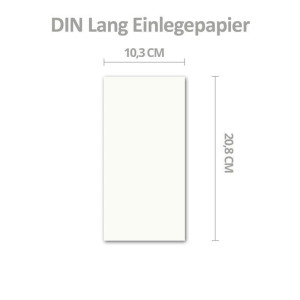 50x ungefalztes einfaches Einlege-Papier für DIN Lang Karten - transparent-weiß - 10,3 x 20,8 cm - ideal zum Bedrucken mit Tinte und Laser - hochwertig mattes Papier von GUSTAV NEUSER