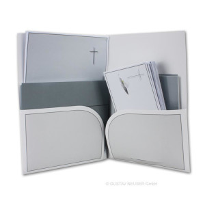 25 x Trauer-Set - Danksagungs-Trauer-Doppelkarten mit Umschlägen DIN Lang 21 x 19,8 cm - Hochglanz - Serie: Calla