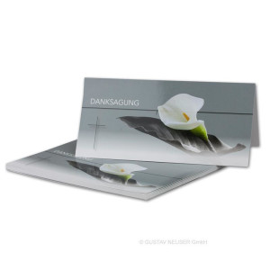 50 x Trauer-Set - Danksagungs-Trauer-Doppelkarten mit Umschlägen DIN Lang 21 x 19,8 cm - Hochglanz - Serie: Calla