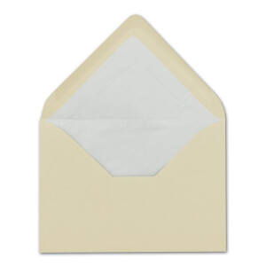 100 Briefumschläge in Vanille mit weißem Innenfutter - Kuverts in DIN B6 Format  - 12,5 x 17,6 cm - Seidenfutter - Nassklebung