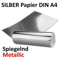Silber Metall Spiegel Papier - 20er-Set - spiegelnd silber -