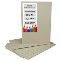 10 Stück Buchbinderpappe DIN A4 - Stärke 1,0 mm ( 0,1 cm ) - Grammatur: 615 g/m² - Format: 29,7 x 21,0 cm - Farbe: Grau-Braun