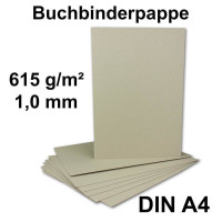 10 Stück Buchbinderpappe DIN A4 - Stärke 1,0 mm ( 0,1 cm ) - Grammatur: 615 g/m² - Format: 29,7 x 21,0 cm - Farbe: Grau-Braun