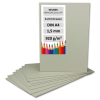 10 Stück Buchbinderpappe DIN A4 - Stärke 1,5 mm ( 0,15 cm ) - Grammatur: 920 g/m² - Format: 29,7 x 21 cm - Farbe: Grau-Braun