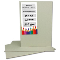10 Stück Buchbinderpappe DIN A4 - Stärke 2,0 mm ( 0,20 cm ) - Grammatur: 1230 g/m² - Format: 29,7 x 21 cm - Farbe: Grau-Braun