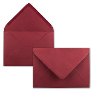 100x Brief-Umschläge Format B6 - Dunkel-Rot- 12 x 17,5 cm - Nassklebung mit spitzer Klappe - 110 g/m² - Einladungs-Kuverts