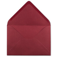 100x Brief-Umschläge Format B6 - Dunkel-Rot- 12 x 17,5 cm - Nassklebung mit spitzer Klappe - 110 g/m² - Einladungs-Kuverts