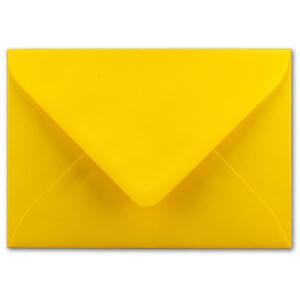 100x Brief-Umschläge Format B6 - Honig-Gelb- 12 x 17,5 cm - Nassklebung mit spitzer Klappe - 110 g/m² - Einladungs-Kuverts