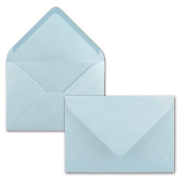 100x Brief-Umschläge Format B6 - Hell-Blau- 12 x 17,5 cm - Nassklebung mit spitzer Klappe - 110 g/m² - Einladungs-Kuverts