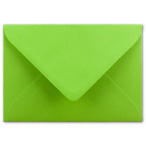100x Brief-Umschläge Format B6 - Hell-Grün- 12 x 17,5 cm - Nassklebung mit spitzer Klappe - 110 g/m² - Einladungs-Kuverts