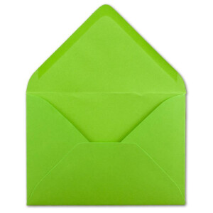 100x Brief-Umschläge Format B6 - Hell-Grün- 12 x 17,5 cm - Nassklebung mit spitzer Klappe - 110 g/m² - Einladungs-Kuverts