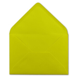 100x Brief-Umschläge Format B6 - Limette- 12 x 17,5 cm - Nassklebung mit spitzer Klappe - 110 g/m² - Einladungs-Kuverts
