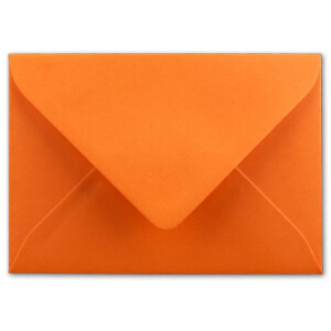 100x Brief-Umschläge Format B6 - Orange- 12 x 17,5 cm - Nassklebung mit spitzer Klappe - 110 g/m² - Einladungs-Kuverts