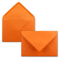 100x Brief-Umschläge Format B6 - Orange- 12 x 17,5 cm - Nassklebung mit spitzer Klappe - 110 g/m² - Einladungs-Kuverts