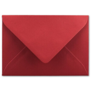 100x Brief-Umschläge Format B6 - Rosen-Rot- 12 x 17,5 cm - Nassklebung mit spitzer Klappe - 110 g/m² - Einladungs-Kuverts