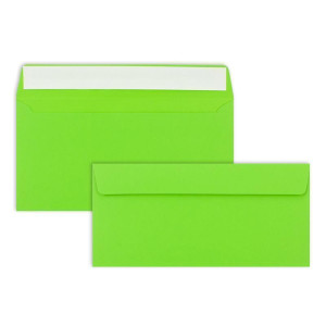 100 Brief-Umschläge DIN Lang - Hell-Grün - 110 g/m² - 11 x 22 cm - sehr formstabil - Haftklebung - Qualitätsmarke: FarbenFroh by GUSTAV NEUSER