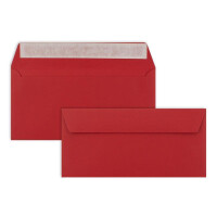 100 Brief-Umschläge DIN Lang - Rosen-Rot - 110 g/m² - 11 x 22 cm - sehr formstabil - Haftklebung - Qualitätsmarke: FarbenFroh by GUSTAV NEUSER