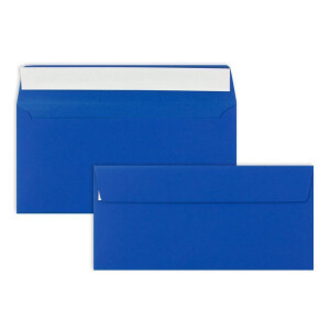 100 Brief-Umschläge DIN Lang - Royalblau / Königsblau - 110 g/m² - 11 x 22 cm - sehr formstabil - Haftklebung - Qualitätsmarke: FarbenFroh by GUSTAV NEUSER
