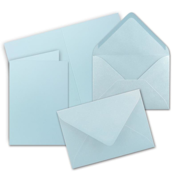 100 Sets - Faltkarten DIN A5 - Hell-Blau mit Umschlägen - PREMIUM QUALITÄT - 14,8 x 21 cm - sehr formstabil - für Drucker geeignet - Marke: NEUSER FarbenFroh