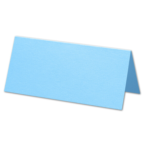 ARTOZ 100x Tischkarten - Azur (Blau) - 45 x 100 mm blanko Platz-Kärtchen - Faltkarten für festliche Tafel - Tischdekoration - 220 g/m² gerippt