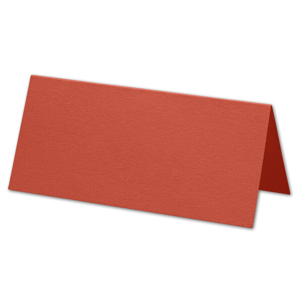 ARTOZ 100x Tischkarten - Feuerrot (Rot) - 45 x 100 mm blanko Platz-Kärtchen - Faltkarten für festliche Tafel - Tischdekoration - 220 g/m² gerippt