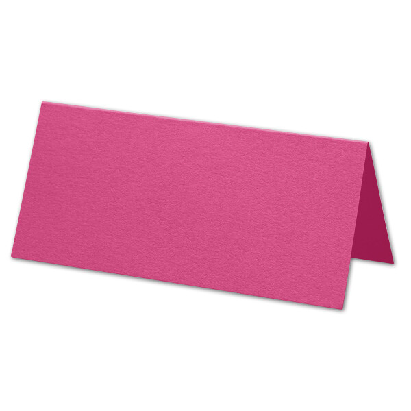 ARTOZ 100x Tischkarten - Fuchsia (Pink) - 45 x 100 mm blanko Platz-Kärtchen - Faltkarten für festliche Tafel - Tischdekoration - 220 g/m² gerippt