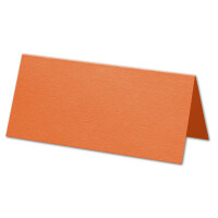 ARTOZ 100x Tischkarten - Mandarin (Orange) - 45 x 100 mm blanko Platz-Kärtchen - Faltkarten für festliche Tafel - Tischdekoration - 220 g/m² gerippt