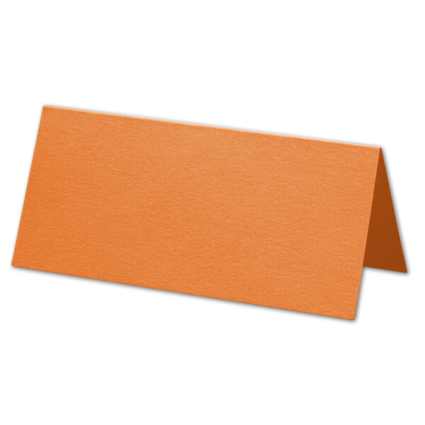 ARTOZ 100x Tischkarten - Orange (Orange) - 45 x 100 mm blanko Platz-Kärtchen - Faltkarten für festliche Tafel - Tischdekoration - 220 g/m² gerippt