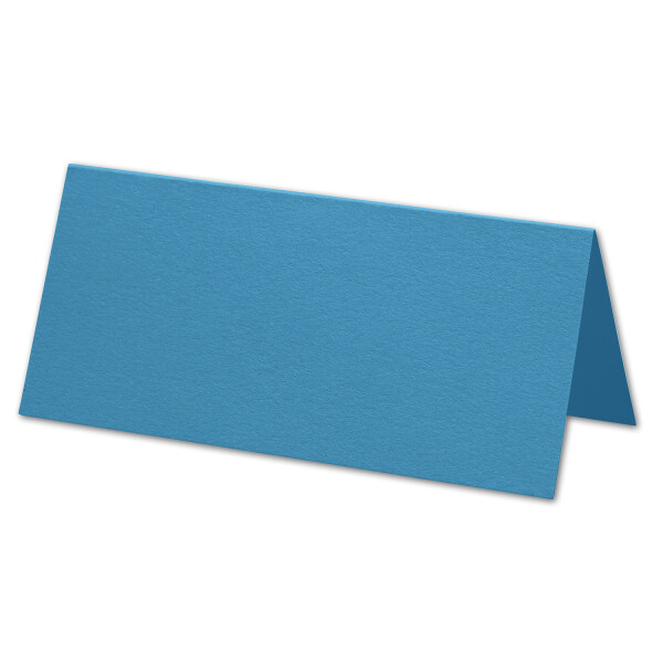 ARTOZ 100x Tischkarten - Petrolblau (Blau) - 45 x 100 mm blanko Platz-Kärtchen - Faltkarten für festliche Tafel - Tischdekoration - 220 g/m² gerippt