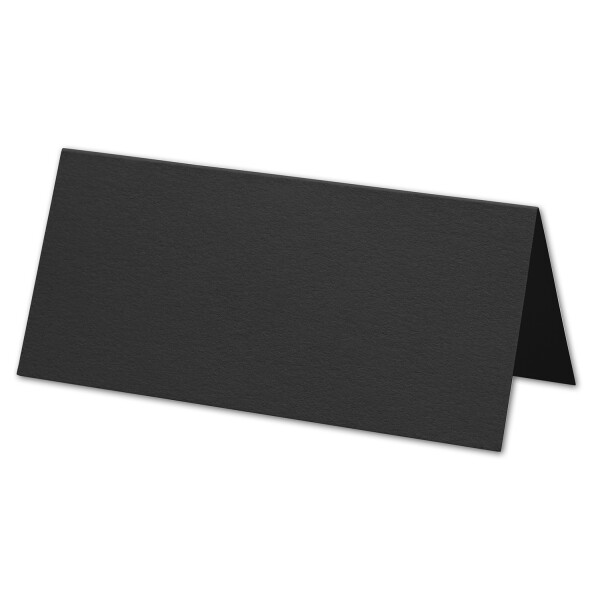ARTOZ 100x Tischkarten - Schwarz (Schwarz) - 45 x 100 mm blanko Platz-Kärtchen - Faltkarten für festliche Tafel - Tischdekoration - 220 g/m² gerippt