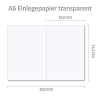 100x faltbares Einlege-Papier für A6 Faltkarten - trans