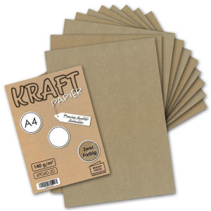 100x Vintage Kraftpapier DIN A4 140gr - 2-farbig natur-braunes / graues Recycling-Papier, ökologischer Brief-Bogen Brief-Papier