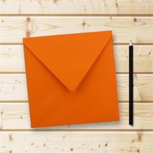 100x Quadratische Briefumschläge in Orange - 15,5 x 15,5 cm - ohne Fenster, mit Nassklebung - 110 g/m² - Für Einladungskarten zu Hochzeit, Geburtstag und mehr - Serie FarbenFroh