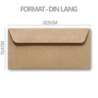 100 Kraftpapier Umschläge DIN Lang - Braun ÖKO Vintage- Haftklebung 11,4 x 22,9 cm - Briefumschläge ohne Fenster aus Recycling Papier - Vintage Kuvert aus 100% naturbelassenem Material