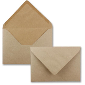 100x Briefumschläge B6 - 17,6 x 12,5 cm - Kraftpapier - Nassklebung mit spitzer Klappe - 120 g/m² - Für Hochzeit, Gruß-Karten, Einladungen