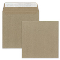 100x Brief-Umschläge, Recycling - Naturfarbe braun - Quadratisch 160 x 160 mm - 140 gr - nachhaltige Kuverts