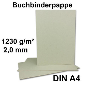 100 Stück Buchbinderpappe DIN A4 - Stärke 2,0 mm ( 0,20 cm ) - Grammatur: 1230 g/m² - Format: 29,7 x 21 cm - Farbe: Grau-Braun