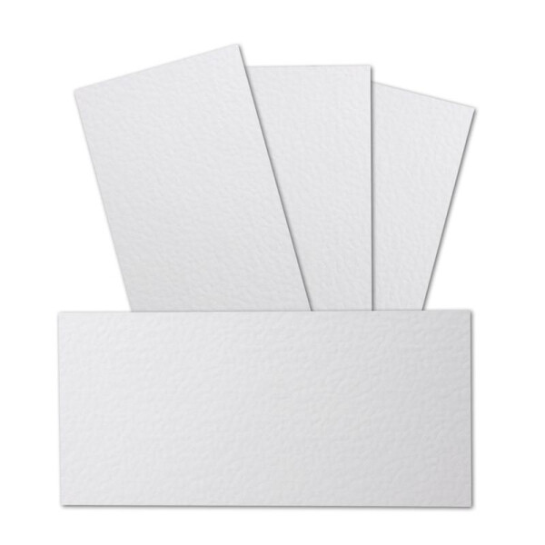 100 Stück DIN Lang Karton gehämmerte Struktur - Farbe: Weiss - 99 x 210 mm - 250 Gramm pro m² - Einzelkarte ohne Falz - Ideal zum Basteln, Scrapbooking, Grußkarte - GUSTAV NEUSER