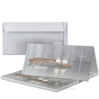 100 x Trauer-Set - Danksagungs-Trauer-Doppelkarten mit Umschlägen DIN Lang 21 x 19,8 cm - Hochglanz - Serie: Bianca