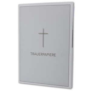 100 x Trauer-Set - Danksagungs-Trauer-Doppelkarten mit Umschlägen DIN Lang 21 x 19,8 cm - Hochglanz - Serie: Mathilde