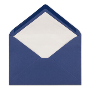 100x Brief-Umschläge C5 - Dunkel-Blau - gefüttert mit weißem Seidenpapier - 110 g/m² - 22,9 x 15,5 cm - Nassklebung