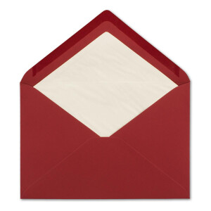 100x Brief-Umschläge C5 - Dunkel-Rot - gefüttert mit weißem Seidenpapier - 110 g/m² - 22,9 x 15,5 cm - Nassklebung