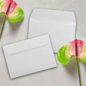 100x Briefumschläge 12 x 18 cm - ca DIN B6 mit Haftklebung, weiß, stabile 90 Gramm pro m², Umschläge für Grußkarten und Einladungen